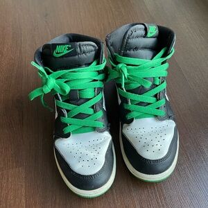 Nike Big Kid 3Y Black and Green Air Jordans